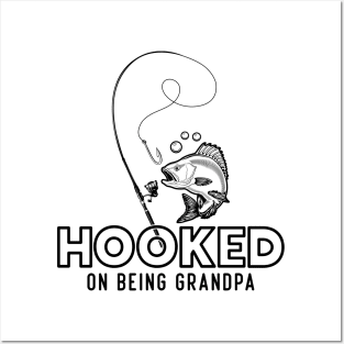 Mens Fishing Shirt for Grandpa Hooked on Being a Grandpa Fish Tee Posters and Art